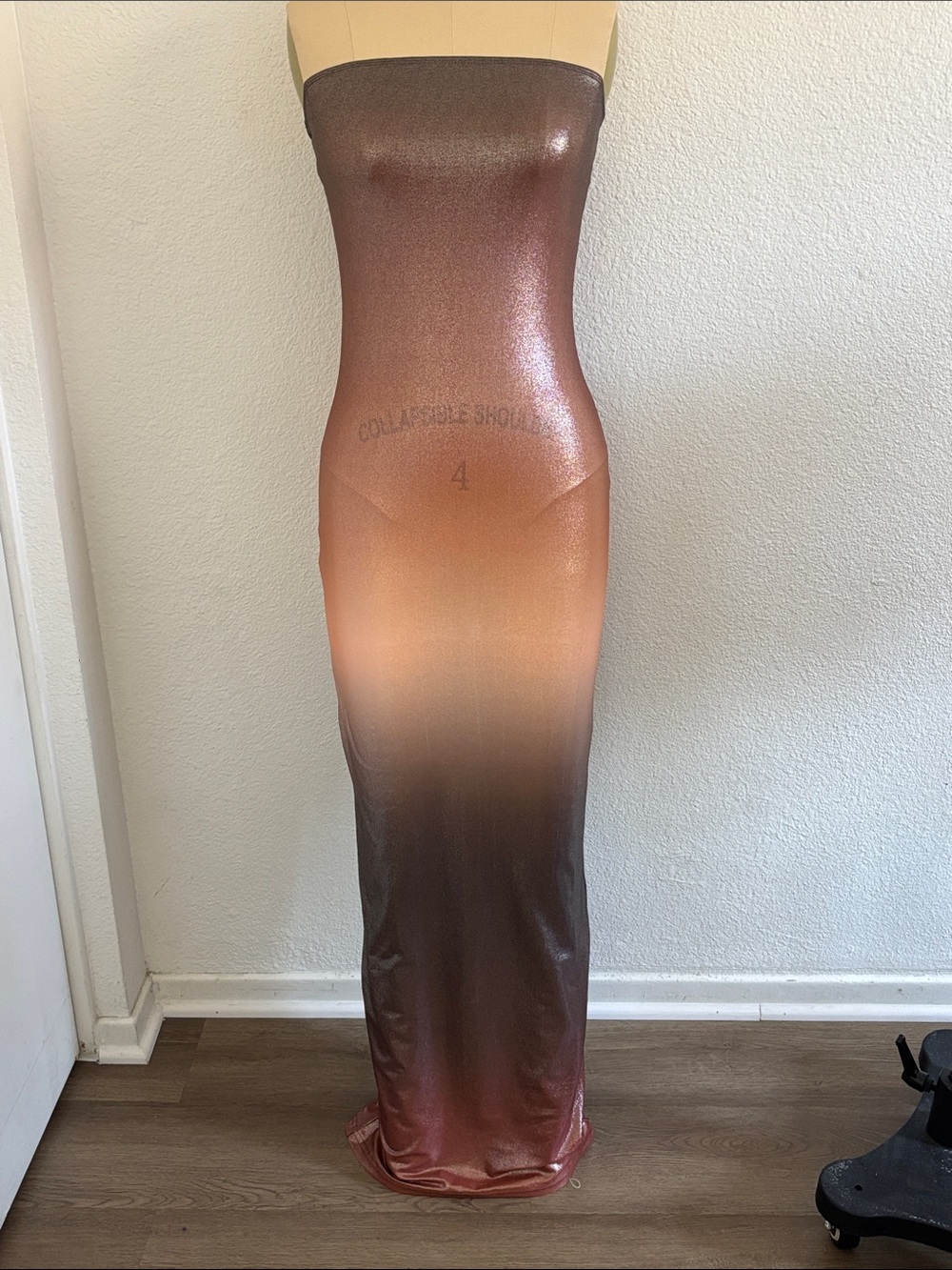 Fashion Nova Ombre Strapless Maxi Dress in Brown and Peach